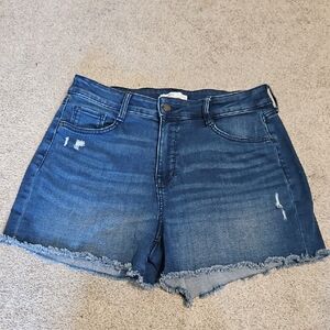 Nine West Blue Jean Shorts Distressed Frayed Hem